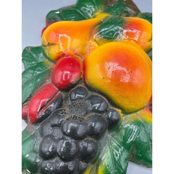 Vtg‎ MCM Chalkware Fruit Themed Plaster Wall Hanging Decor Kitchen - Picture 3 of 7